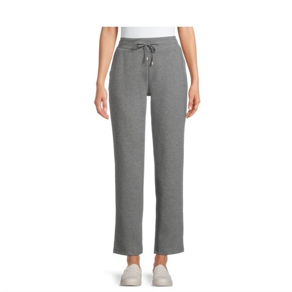 NWT Time & Tru Women's High Rise Drawstring Waist knit Pants Grey Large - Picture 1 of 5